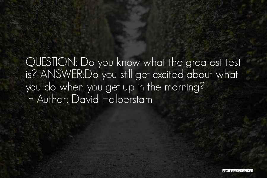 David Halberstam Quotes: Question: Do You Know What The Greatest Test Is? Answer:do You Still Get Excited About What You Do When You