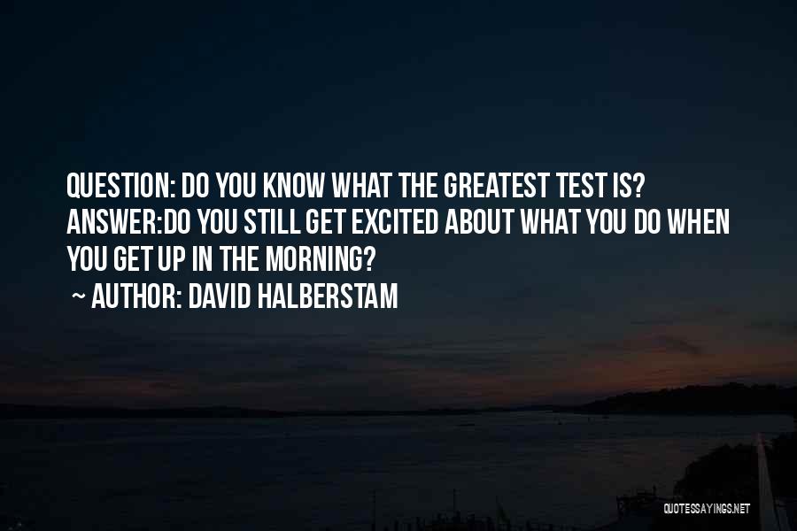 David Halberstam Quotes: Question: Do You Know What The Greatest Test Is? Answer:do You Still Get Excited About What You Do When You
