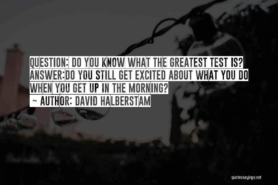 David Halberstam Quotes: Question: Do You Know What The Greatest Test Is? Answer:do You Still Get Excited About What You Do When You