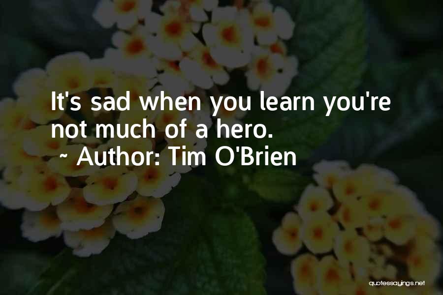 Tim O'Brien Quotes: It's Sad When You Learn You're Not Much Of A Hero.