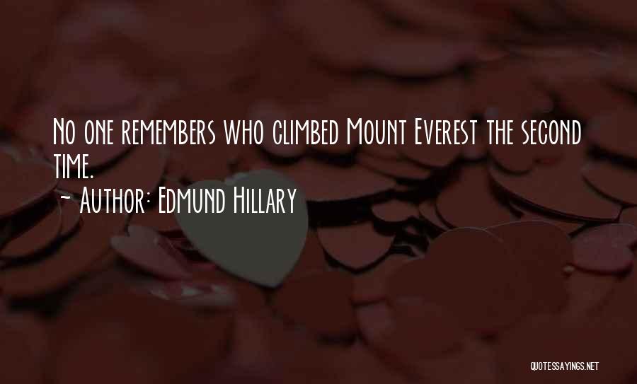 Edmund Hillary Quotes: No One Remembers Who Climbed Mount Everest The Second Time.