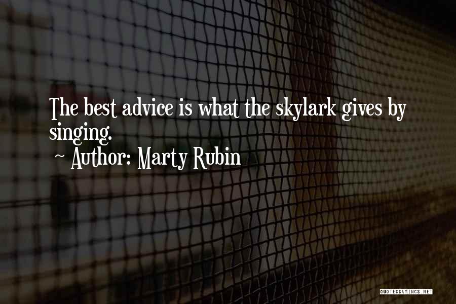 Marty Rubin Quotes: The Best Advice Is What The Skylark Gives By Singing.