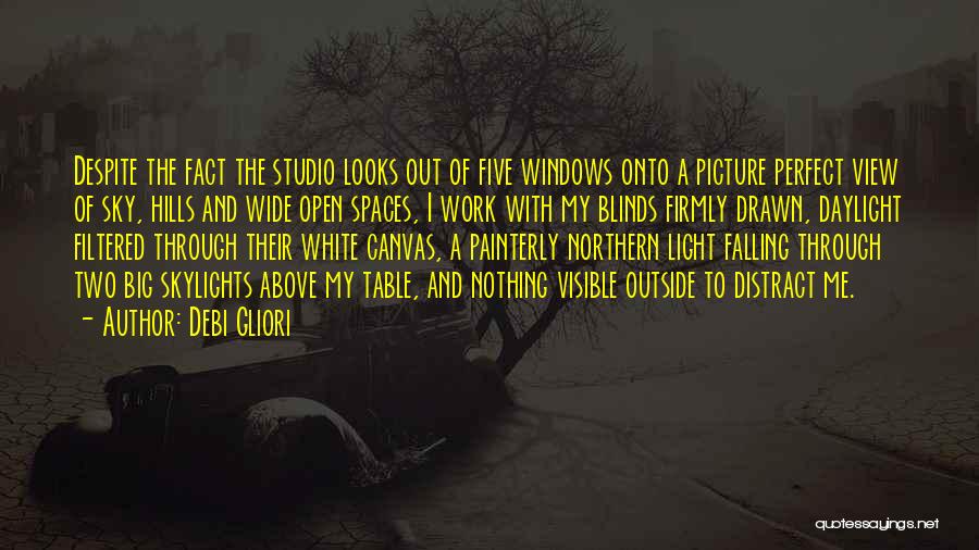 Debi Gliori Quotes: Despite The Fact The Studio Looks Out Of Five Windows Onto A Picture Perfect View Of Sky, Hills And Wide