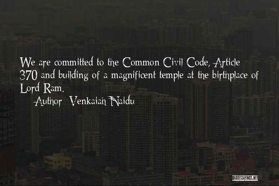 Venkaiah Naidu Quotes: We Are Committed To The Common Civil Code, Article 370 And Building Of A Magnificent Temple At The Birthplace Of