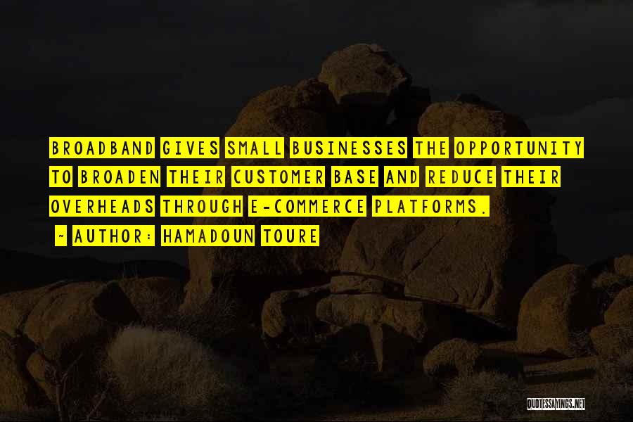 Hamadoun Toure Quotes: Broadband Gives Small Businesses The Opportunity To Broaden Their Customer Base And Reduce Their Overheads Through E-commerce Platforms.