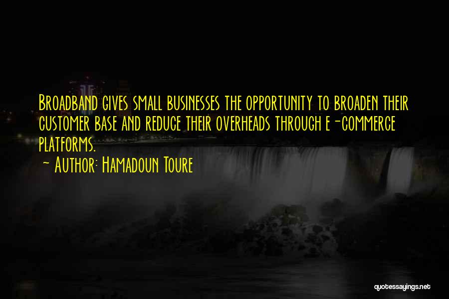 Hamadoun Toure Quotes: Broadband Gives Small Businesses The Opportunity To Broaden Their Customer Base And Reduce Their Overheads Through E-commerce Platforms.