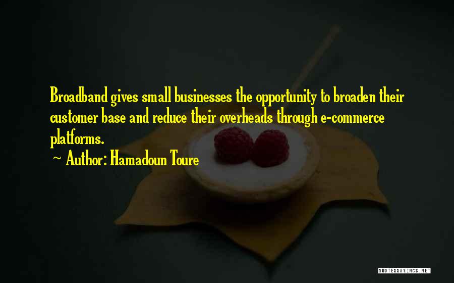 Hamadoun Toure Quotes: Broadband Gives Small Businesses The Opportunity To Broaden Their Customer Base And Reduce Their Overheads Through E-commerce Platforms.