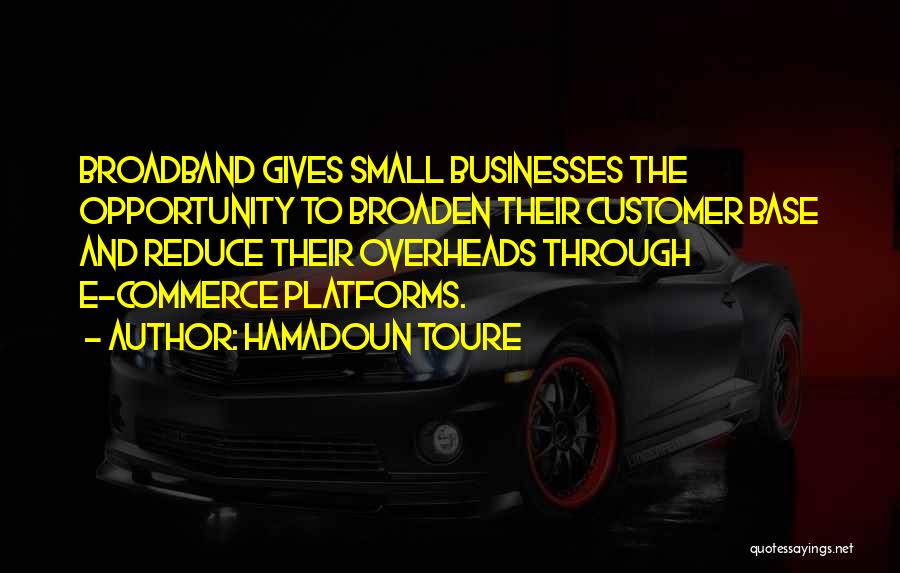 Hamadoun Toure Quotes: Broadband Gives Small Businesses The Opportunity To Broaden Their Customer Base And Reduce Their Overheads Through E-commerce Platforms.