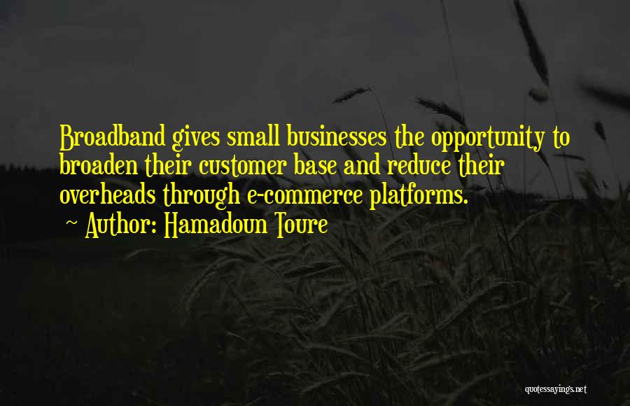 Hamadoun Toure Quotes: Broadband Gives Small Businesses The Opportunity To Broaden Their Customer Base And Reduce Their Overheads Through E-commerce Platforms.