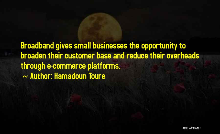 Hamadoun Toure Quotes: Broadband Gives Small Businesses The Opportunity To Broaden Their Customer Base And Reduce Their Overheads Through E-commerce Platforms.
