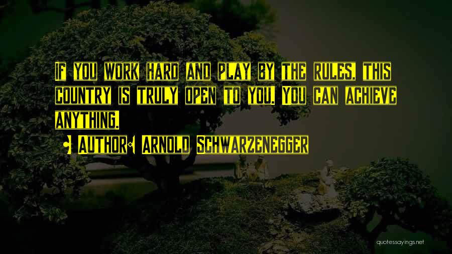 Arnold Schwarzenegger Quotes: If You Work Hard And Play By The Rules, This Country Is Truly Open To You. You Can Achieve Anything.