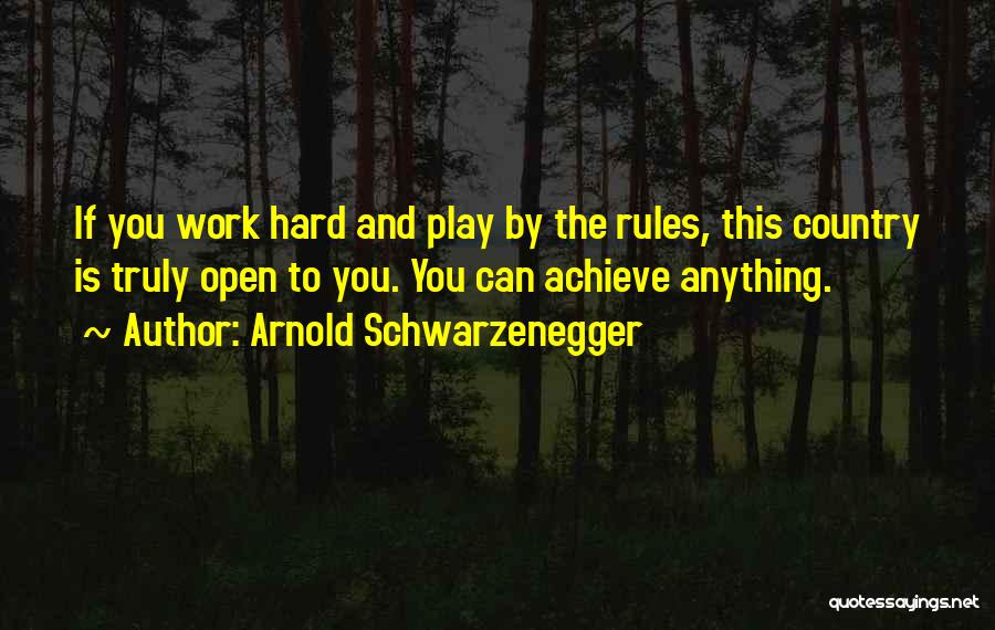 Arnold Schwarzenegger Quotes: If You Work Hard And Play By The Rules, This Country Is Truly Open To You. You Can Achieve Anything.