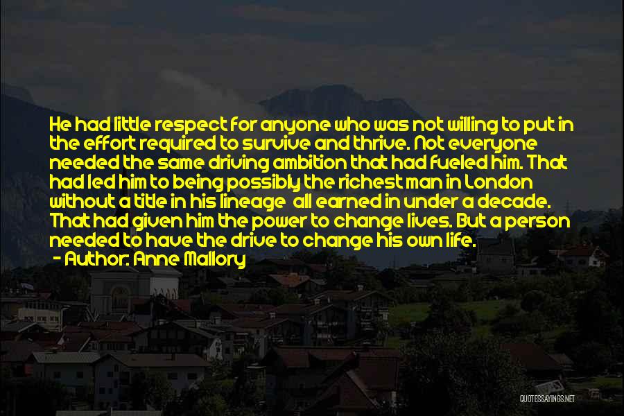 Anne Mallory Quotes: He Had Little Respect For Anyone Who Was Not Willing To Put In The Effort Required To Survive And Thrive.