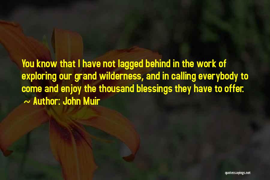 John Muir Quotes: You Know That I Have Not Lagged Behind In The Work Of Exploring Our Grand Wilderness, And In Calling Everybody