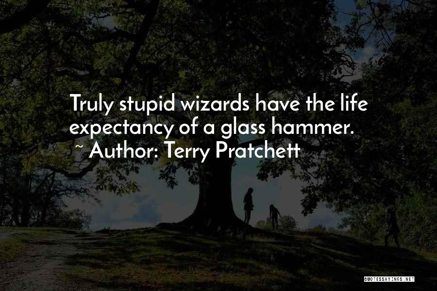 Terry Pratchett Quotes: Truly Stupid Wizards Have The Life Expectancy Of A Glass Hammer.