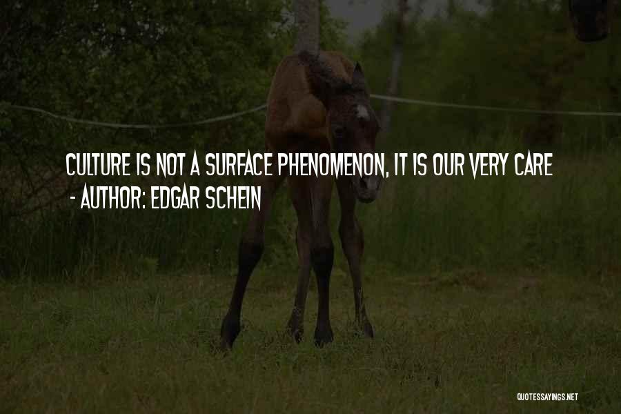 Edgar Schein Quotes: Culture Is Not A Surface Phenomenon, It Is Our Very Care