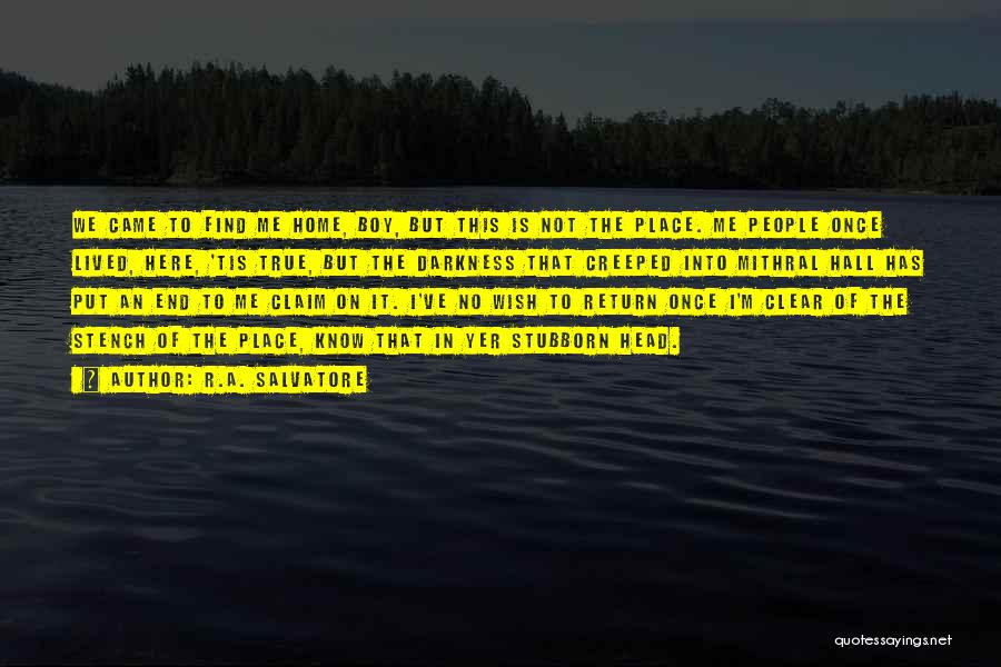 R.A. Salvatore Quotes: We Came To Find Me Home, Boy, But This Is Not The Place. Me People Once Lived, Here, 'tis True,