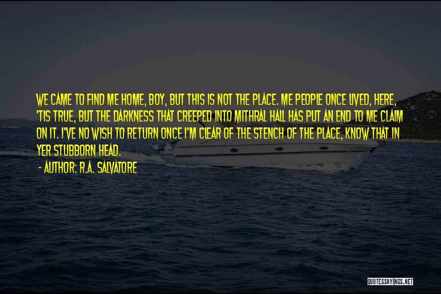 R.A. Salvatore Quotes: We Came To Find Me Home, Boy, But This Is Not The Place. Me People Once Lived, Here, 'tis True,
