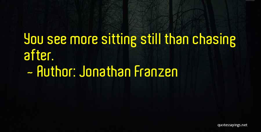 Jonathan Franzen Quotes: You See More Sitting Still Than Chasing After.