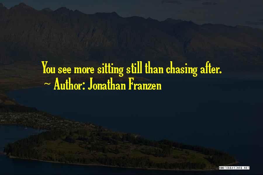 Jonathan Franzen Quotes: You See More Sitting Still Than Chasing After.