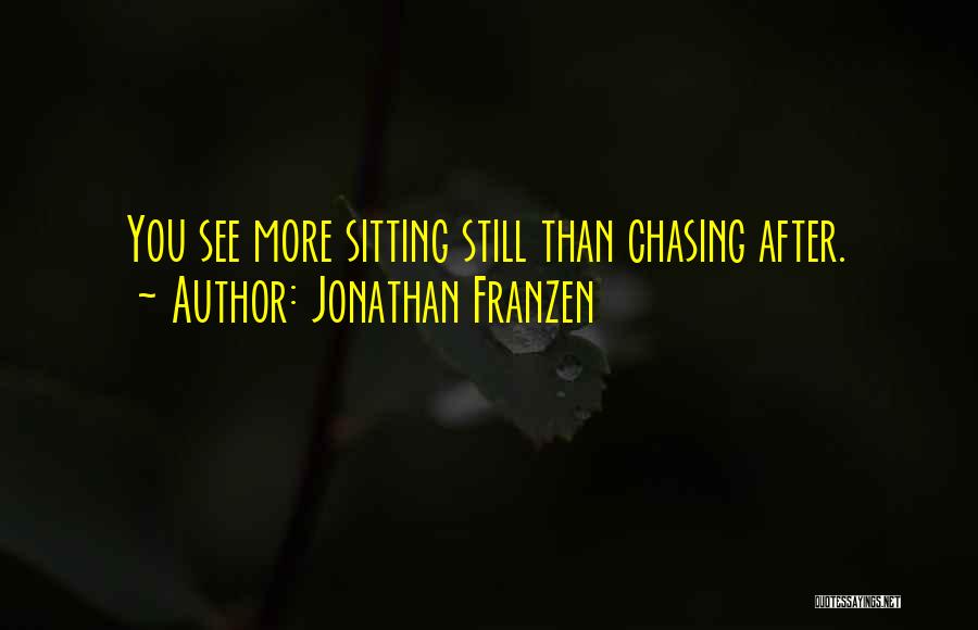 Jonathan Franzen Quotes: You See More Sitting Still Than Chasing After.