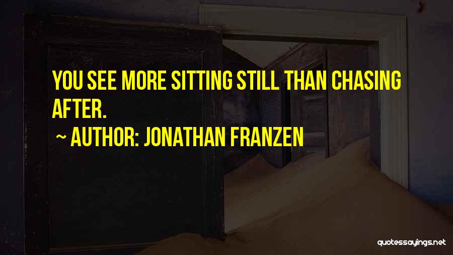 Jonathan Franzen Quotes: You See More Sitting Still Than Chasing After.