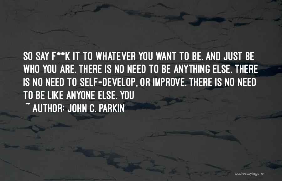 John C. Parkin Quotes: So Say F**k It To Whatever You Want To Be. And Just Be Who You Are. There Is No Need