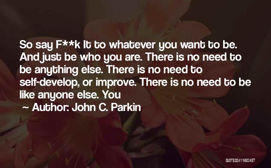 John C. Parkin Quotes: So Say F**k It To Whatever You Want To Be. And Just Be Who You Are. There Is No Need