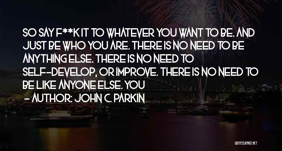 John C. Parkin Quotes: So Say F**k It To Whatever You Want To Be. And Just Be Who You Are. There Is No Need