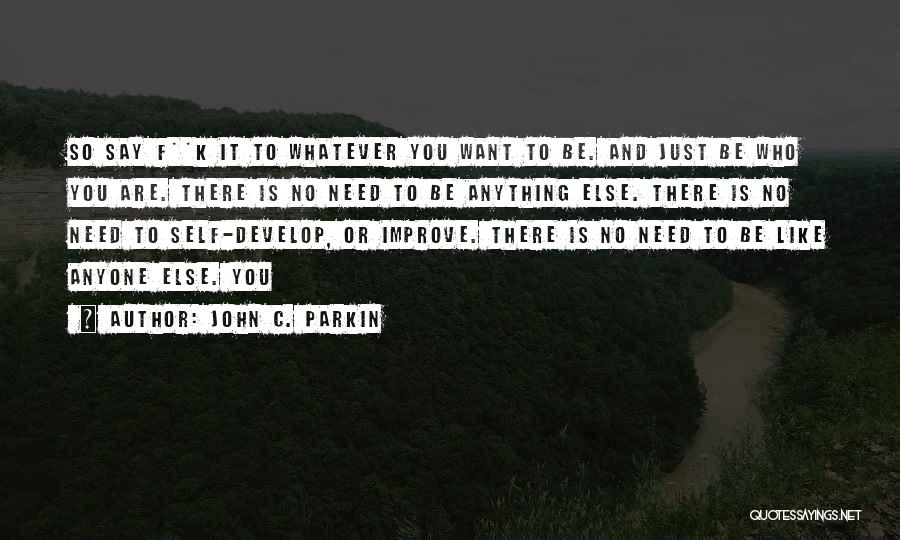 John C. Parkin Quotes: So Say F**k It To Whatever You Want To Be. And Just Be Who You Are. There Is No Need