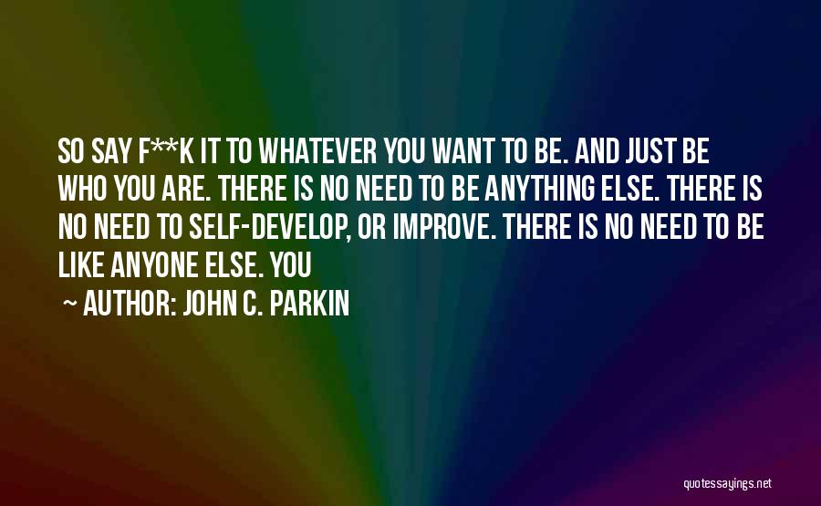 John C. Parkin Quotes: So Say F**k It To Whatever You Want To Be. And Just Be Who You Are. There Is No Need