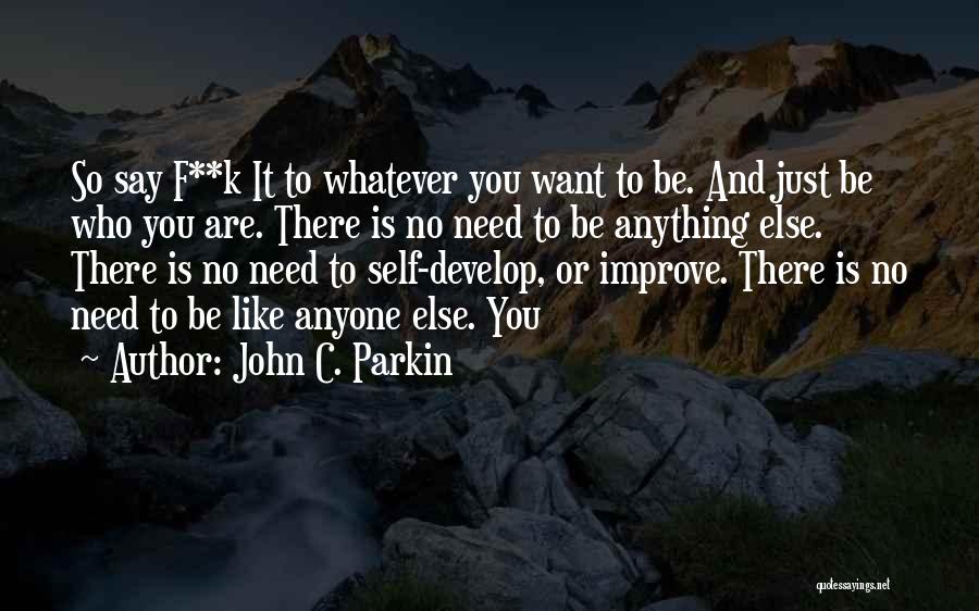 John C. Parkin Quotes: So Say F**k It To Whatever You Want To Be. And Just Be Who You Are. There Is No Need