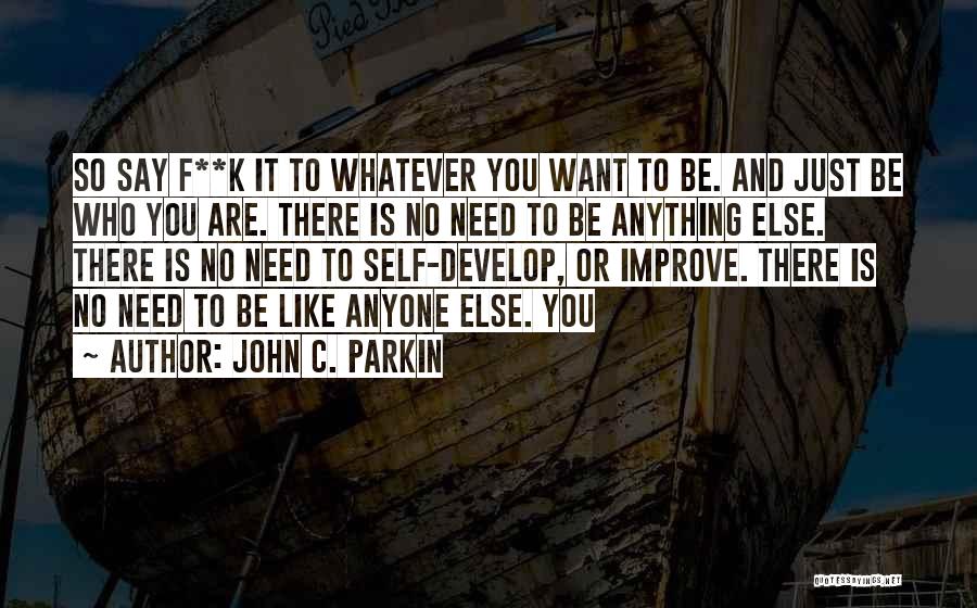 John C. Parkin Quotes: So Say F**k It To Whatever You Want To Be. And Just Be Who You Are. There Is No Need