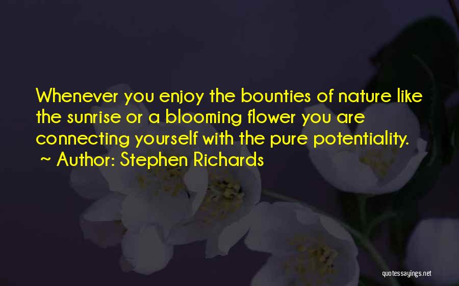 Stephen Richards Quotes: Whenever You Enjoy The Bounties Of Nature Like The Sunrise Or A Blooming Flower You Are Connecting Yourself With The