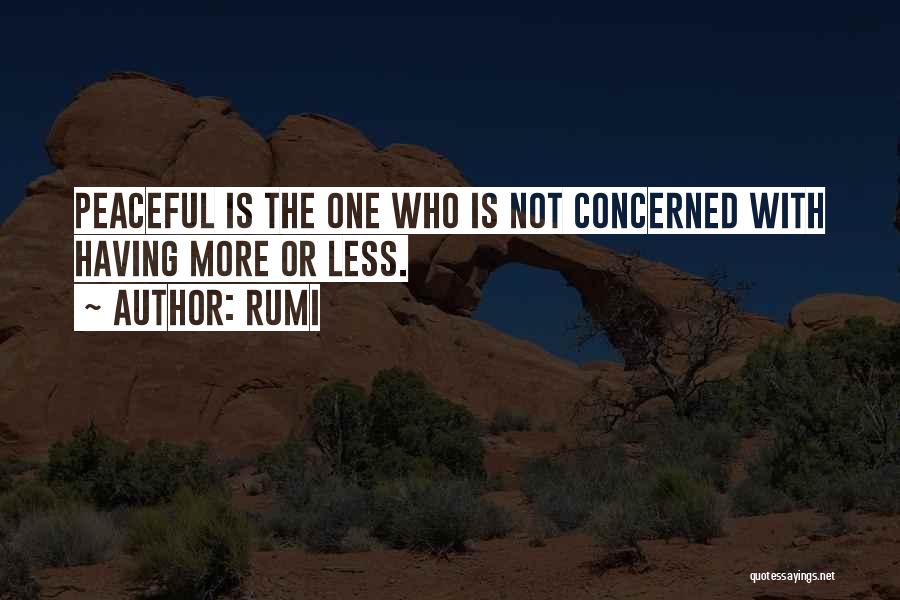 Rumi Quotes: Peaceful Is The One Who Is Not Concerned With Having More Or Less.