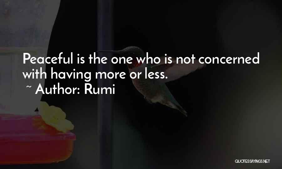 Rumi Quotes: Peaceful Is The One Who Is Not Concerned With Having More Or Less.