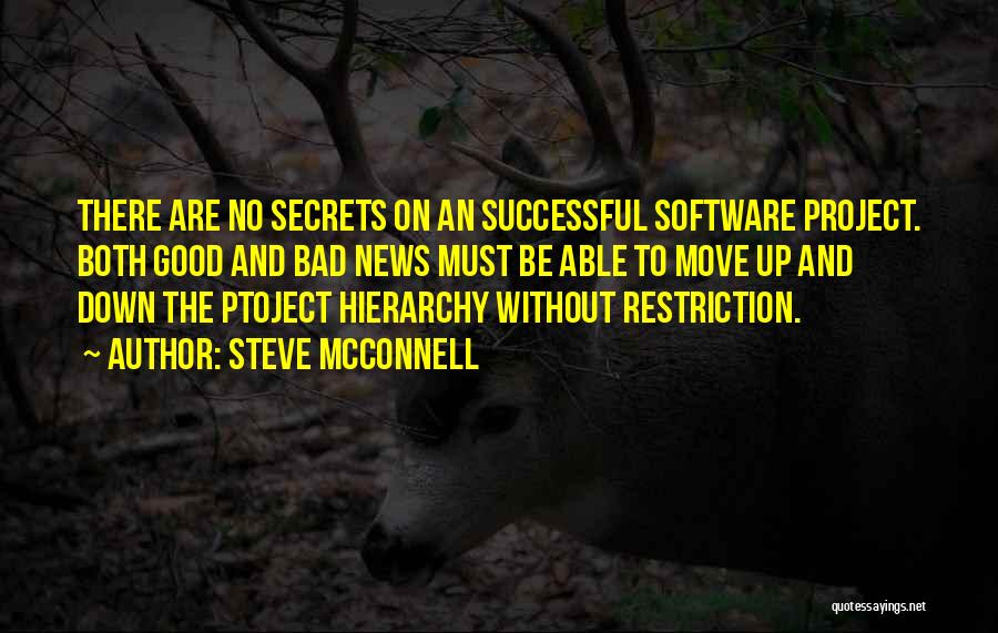 Steve McConnell Quotes: There Are No Secrets On An Successful Software Project. Both Good And Bad News Must Be Able To Move Up