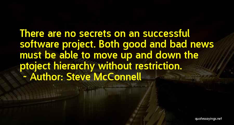 Steve McConnell Quotes: There Are No Secrets On An Successful Software Project. Both Good And Bad News Must Be Able To Move Up