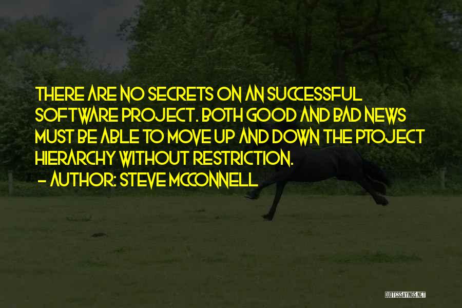 Steve McConnell Quotes: There Are No Secrets On An Successful Software Project. Both Good And Bad News Must Be Able To Move Up