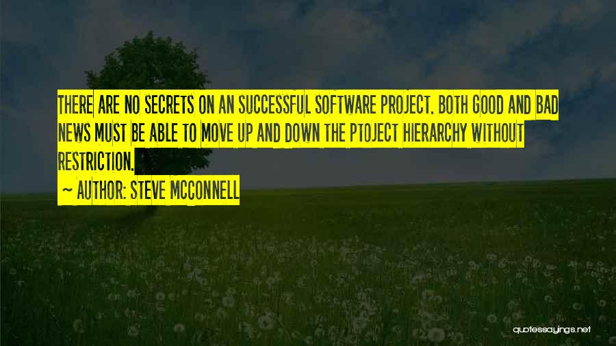 Steve McConnell Quotes: There Are No Secrets On An Successful Software Project. Both Good And Bad News Must Be Able To Move Up