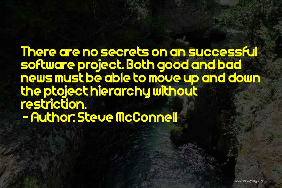 Steve McConnell Quotes: There Are No Secrets On An Successful Software Project. Both Good And Bad News Must Be Able To Move Up