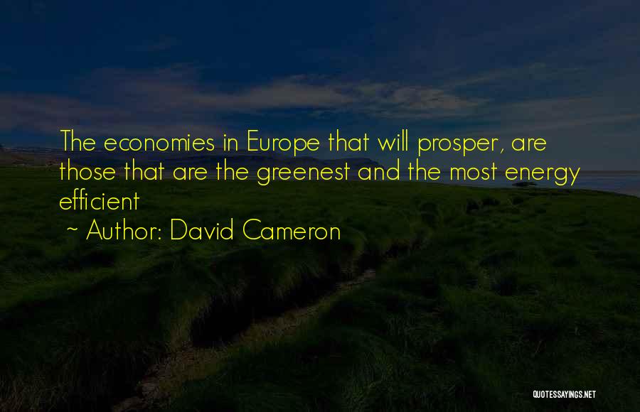 David Cameron Quotes: The Economies In Europe That Will Prosper, Are Those That Are The Greenest And The Most Energy Efficient