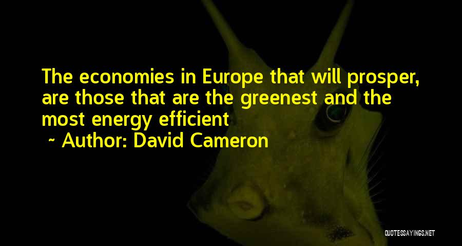 David Cameron Quotes: The Economies In Europe That Will Prosper, Are Those That Are The Greenest And The Most Energy Efficient