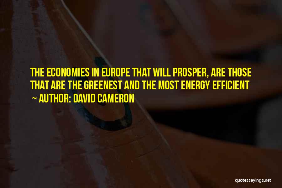 David Cameron Quotes: The Economies In Europe That Will Prosper, Are Those That Are The Greenest And The Most Energy Efficient