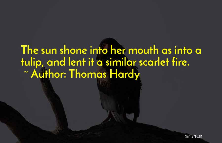 Thomas Hardy Quotes: The Sun Shone Into Her Mouth As Into A Tulip, And Lent It A Similar Scarlet Fire.