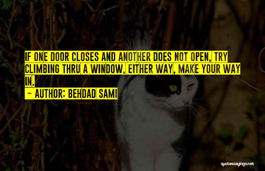Behdad Sami Quotes: If One Door Closes And Another Does Not Open, Try Climbing Thru A Window, Either Way, Make Your Way In.