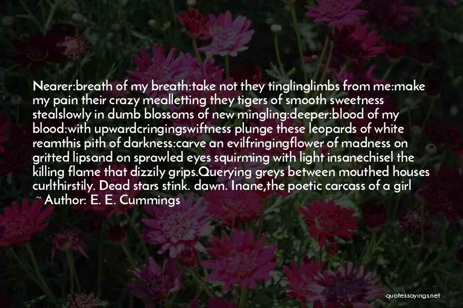 E. E. Cummings Quotes: Nearer:breath Of My Breath:take Not They Tinglinglimbs From Me:make My Pain Their Crazy Mealletting They Tigers Of Smooth Sweetness Stealslowly