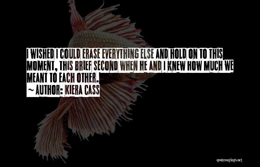 Kiera Cass Quotes: I Wished I Could Erase Everything Else And Hold On To This Moment, This Brief Second When He And I