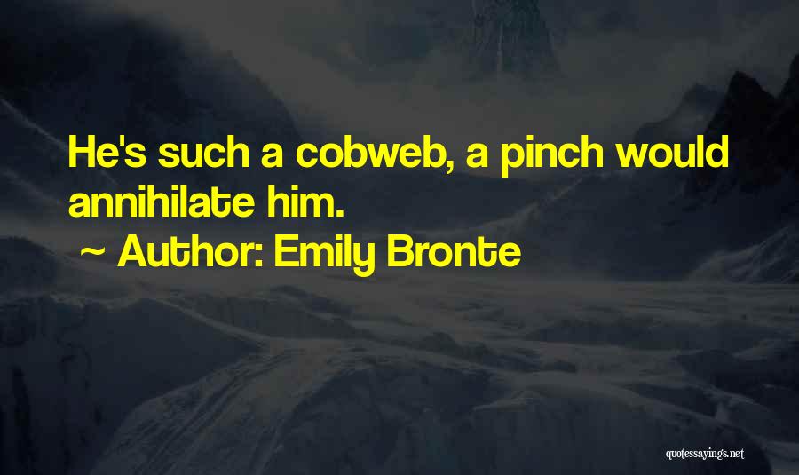 Emily Bronte Quotes: He's Such A Cobweb, A Pinch Would Annihilate Him.