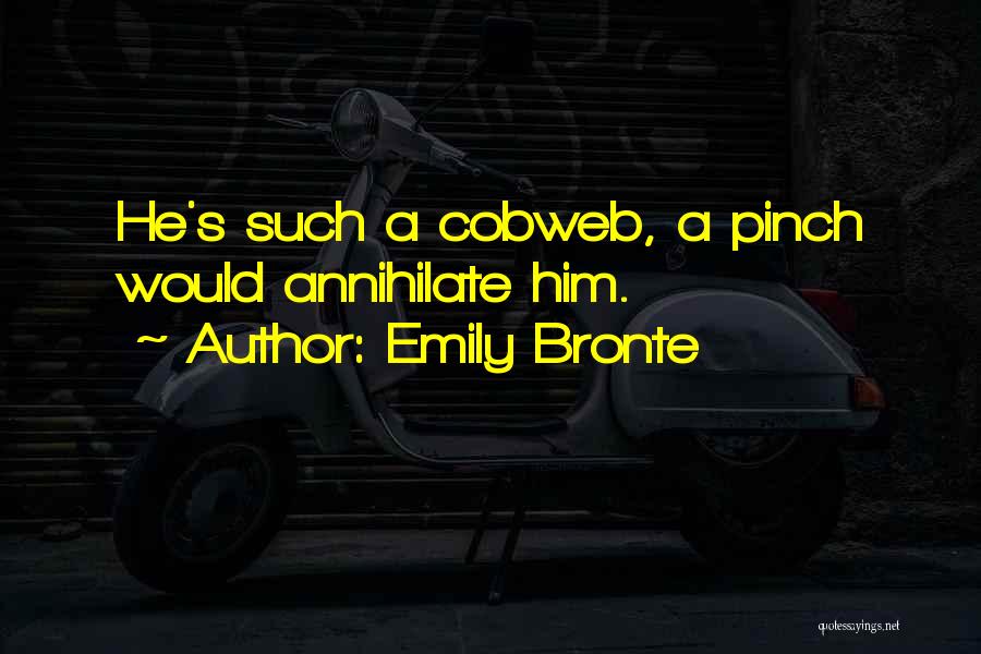 Emily Bronte Quotes: He's Such A Cobweb, A Pinch Would Annihilate Him.